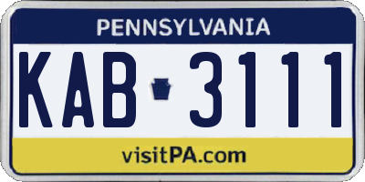PA license plate KAB3111