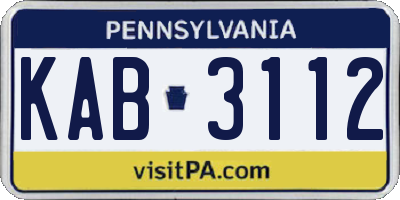 PA license plate KAB3112