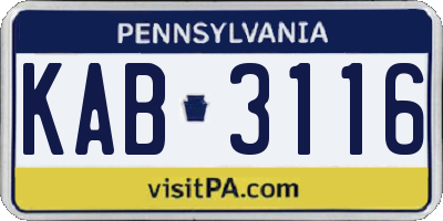 PA license plate KAB3116