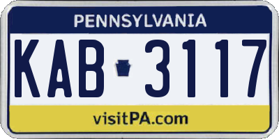 PA license plate KAB3117