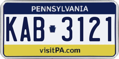 PA license plate KAB3121