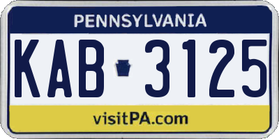 PA license plate KAB3125
