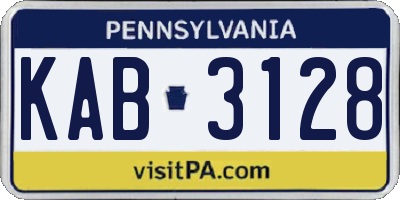 PA license plate KAB3128