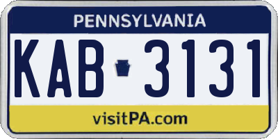 PA license plate KAB3131