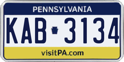 PA license plate KAB3134