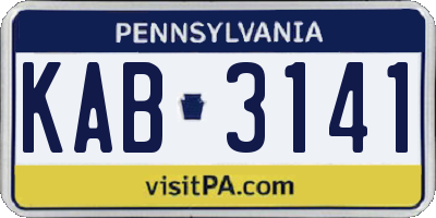 PA license plate KAB3141