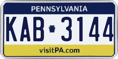 PA license plate KAB3144