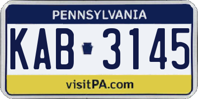PA license plate KAB3145