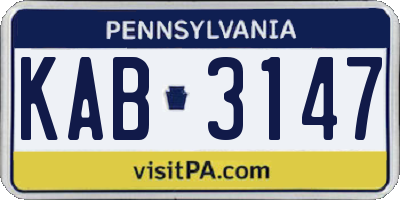 PA license plate KAB3147