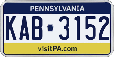 PA license plate KAB3152