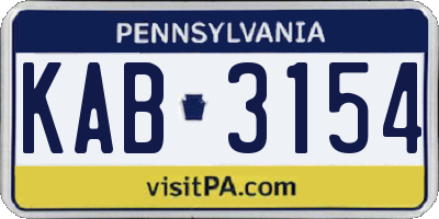 PA license plate KAB3154