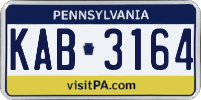PA license plate KAB3164