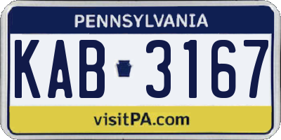 PA license plate KAB3167