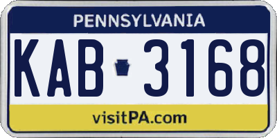 PA license plate KAB3168