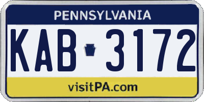 PA license plate KAB3172
