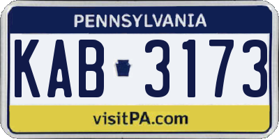 PA license plate KAB3173