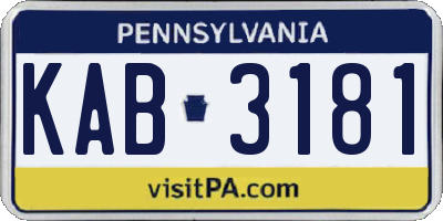 PA license plate KAB3181