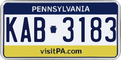 PA license plate KAB3183