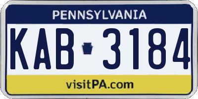 PA license plate KAB3184
