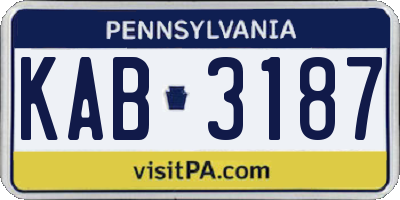 PA license plate KAB3187