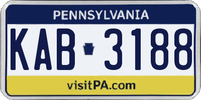 PA license plate KAB3188