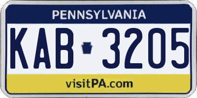PA license plate KAB3205