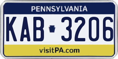 PA license plate KAB3206