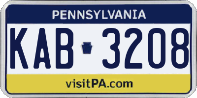 PA license plate KAB3208