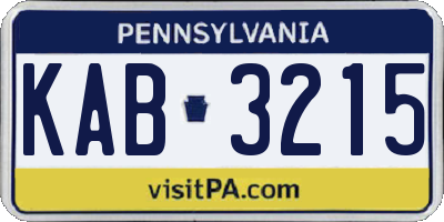 PA license plate KAB3215