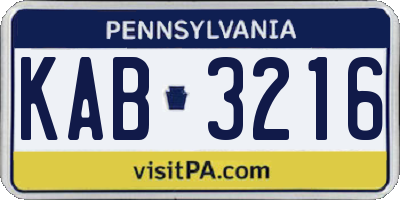 PA license plate KAB3216