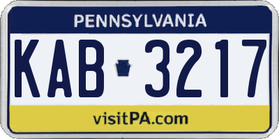 PA license plate KAB3217