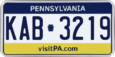 PA license plate KAB3219