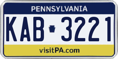 PA license plate KAB3221