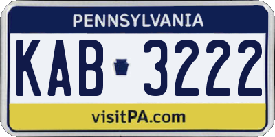 PA license plate KAB3222