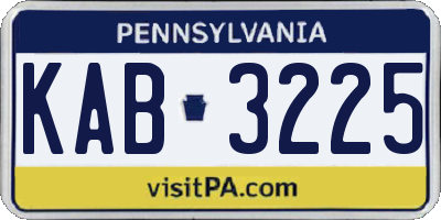 PA license plate KAB3225