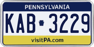 PA license plate KAB3229