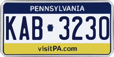 PA license plate KAB3230