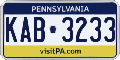 PA license plate KAB3233
