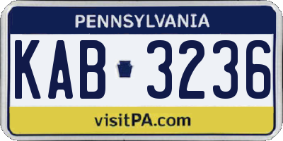 PA license plate KAB3236