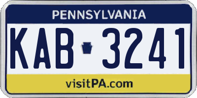 PA license plate KAB3241