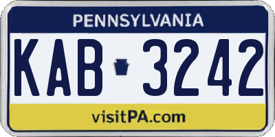PA license plate KAB3242