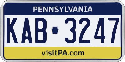 PA license plate KAB3247