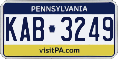 PA license plate KAB3249