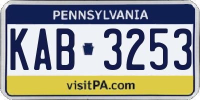 PA license plate KAB3253