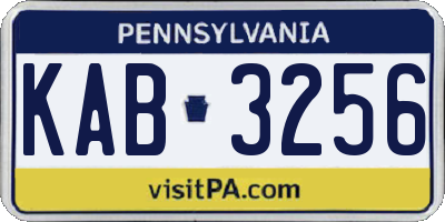 PA license plate KAB3256