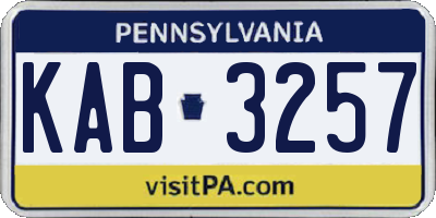 PA license plate KAB3257