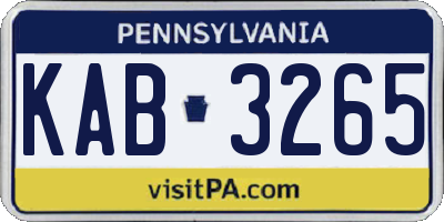 PA license plate KAB3265