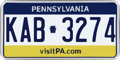 PA license plate KAB3274