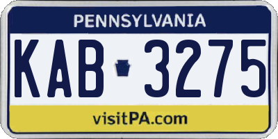 PA license plate KAB3275