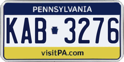 PA license plate KAB3276